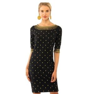 Gretchen Scott Dress “Rocket Girl” Metallic Embroidery 3/4 Sleeves Size Medium